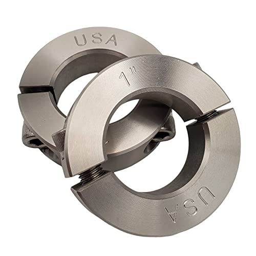 - 1.00 Bore Diameter - Clamping Two Piece Shaft Collar - 303 Stainless Steel (2 Pack)
