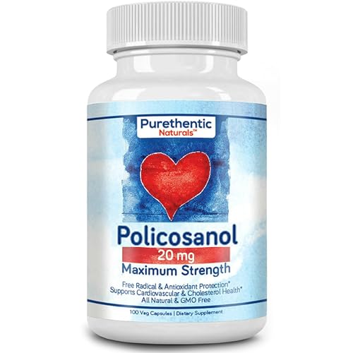 Policosanol 20mg | Supports Cardiovascular &amp; Cholesterol Health* | Free Radical &amp; Antioxidant Protection* | from Pure Sugar Cane with No Unnecessary Fillers | 100 Veg Capsules