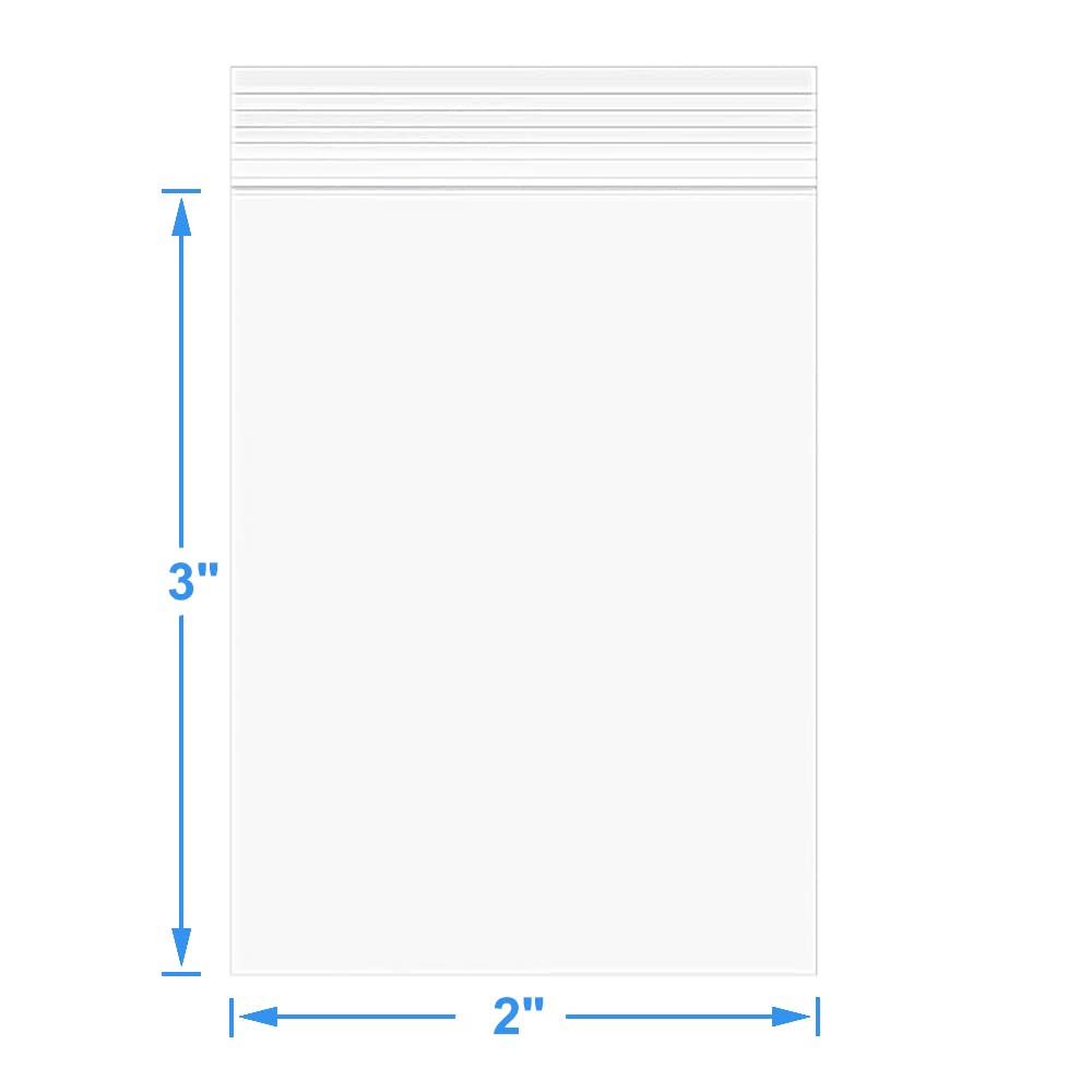 200 PCS 2 x 3 Thick 4 Mil Small Clear Zip Poly Lock Plastic Bags Seal Reclosable Zip Bag Heavy-Duty Jewelry Earrings Necklace Ring Coin Beads Pill Zipper Bags