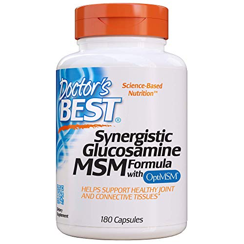 Doctor&#39;s Best Synergistic Glucosamine MSM with OptiMSM, Non-GMO, Gluten Free, Soy Free, Joint Support, 180 Caps (DRB-00070)
