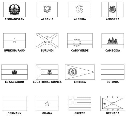 : World Coloring Map &amp; Flags - 24 x 36 inches - Rolled Poster