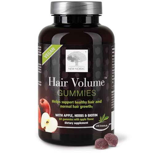 Hair Volume Gummies, 2500 mcg Biotin, Daily Hair Vitamins Supplement to Support Hair Skin & Nails, Vegan, 60 Count (Pack of 1)