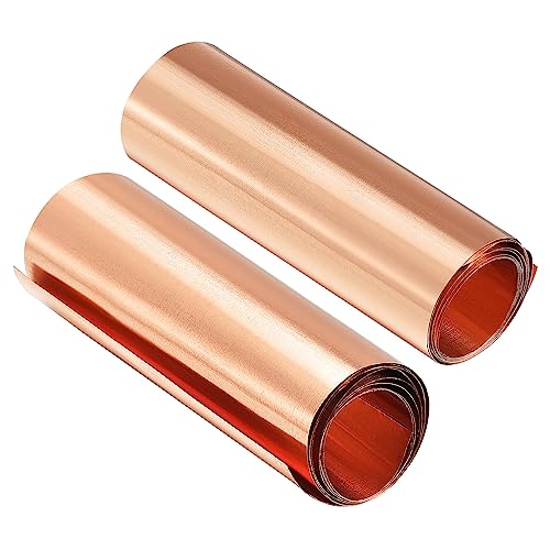 Copper Sheet Roll, Metal Foil Plate 1000mm x 100mm x 0.01mm 2pcs