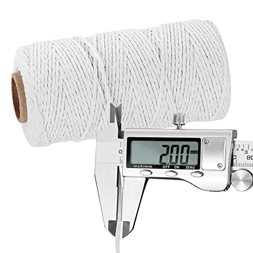 White Cotton Butchers Twine String - 328 Feet 2MM for Crafts, Bakers Twine, Kitchen Cooking Butcher Meat and Roasting, Gift Wrapping