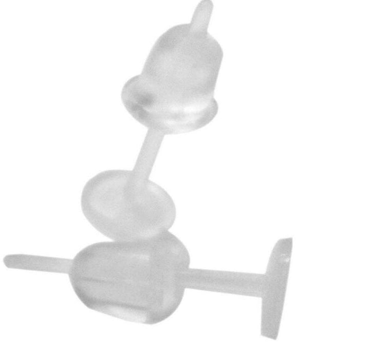 100 Pcs (50 Pairs) 100 of PVC Earrings Post Stud with 100 of Earnut Stopper Invisible Plastic Blank (5mm, Flat)