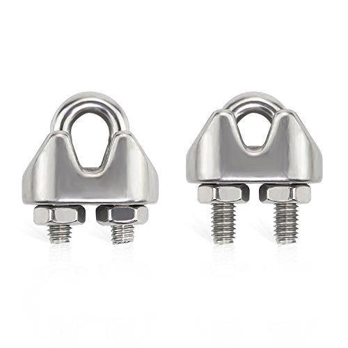M2 304 Stainless Steel 1/16 Inch/2mm Wire Rope Cable Clip Clamp, 10 Pieces