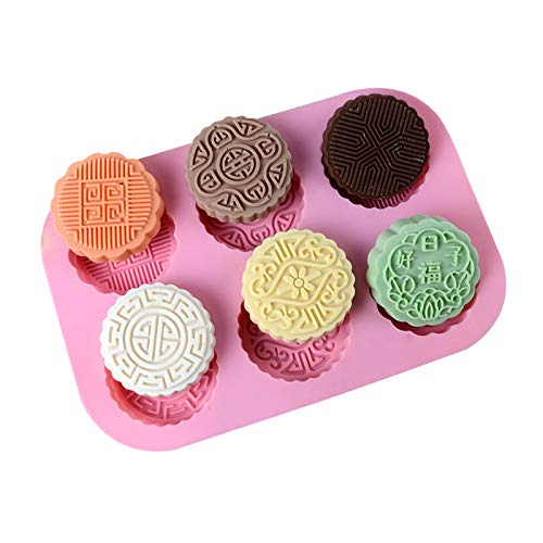 Soap Molds 6-Cavity Circle Silicone Mold Moon Cake Shape for Chocolate Candy Making Mould