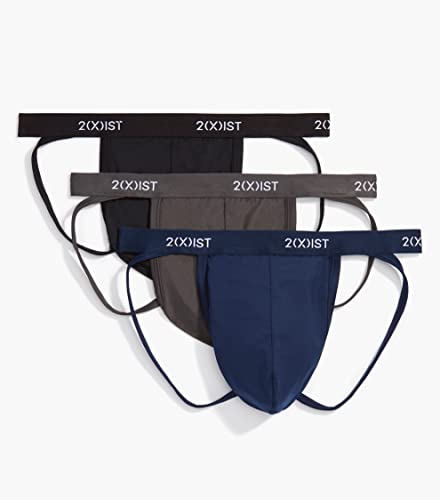 mens Micro Speed Dri Jock Strap 3-pack Base Layer Underwear, Black/Charcoal/Varsity Navy, X-Large US