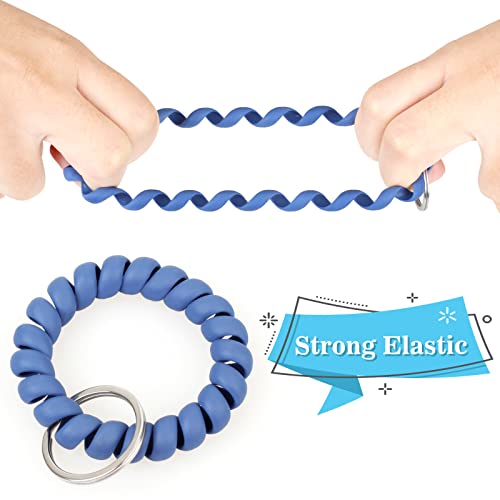 9 Colors Wrist Keychain, Key Chain Wristlet Retractable Spiral Coil, Key Wristlet Wrist Strap Coil Key Chain, Spiral Key Ring Bracelet for Sauna, Outdoor, Sports