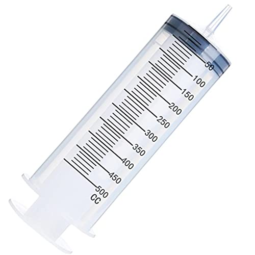 500ml/cc Large Plastic Syringe with Measurement for Scientific Labs, Garden Watering, Refilling and Filtration, pack of 1