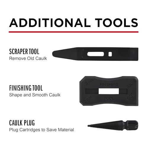 Octogun 930-GTD Drip-Free Caulking Gun - Gator Trigger Grip | Fits 1/10 Gallon Cartridge |10:1 Thrust Ratio | Smooth Hex Rod Cradle with Built-in Smoother Tool | Scraper &amp; Plug Included