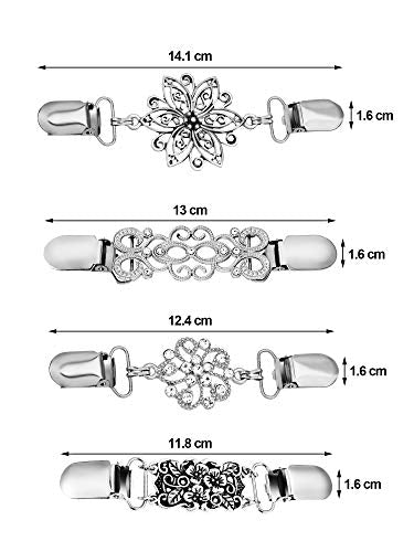 Gejoy 4 Pieces Vintage Sweater Shawl Clip Dresses Cardigan Collar Clip sliver Flower Clip for Women clothing