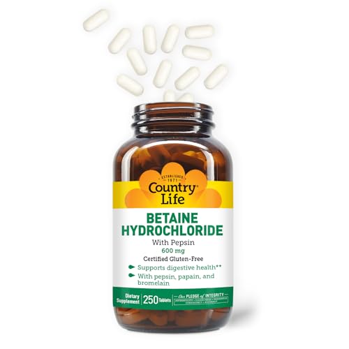 Betaine Hydrochloride with pepsin 600 mg - 250 Tablets