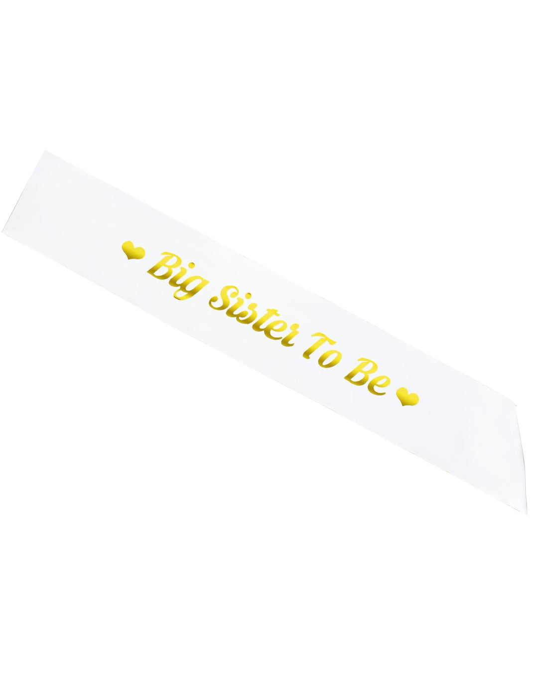 Blingbling Big Sister to be Sash, White Satin with Gold Font with Heart, Best Baby Shower Decorations Gifts, Baby Boy Or Girl Neutral (Children&#39;s Style)
