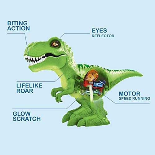 Attacking Green T-Rex Battery-Powered Robotic Toy by Zuru, Dinosaur Toy, Birthday Gift for Boys 3 Years Old and Up