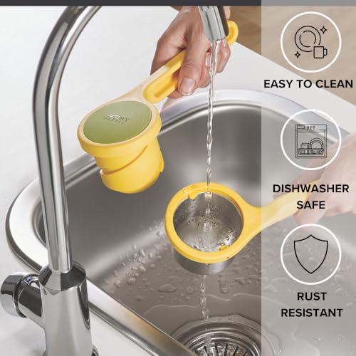 Helix Citrus Press Juicer, Ergonomic Twist action hand press, lemon/lime squeezer, BPA free - Yellow