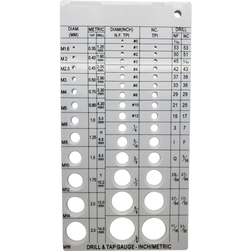 Screw Thread Gauge | Metric and SAE | Recommends Drill Bit &amp; Tap Size (BCP675)