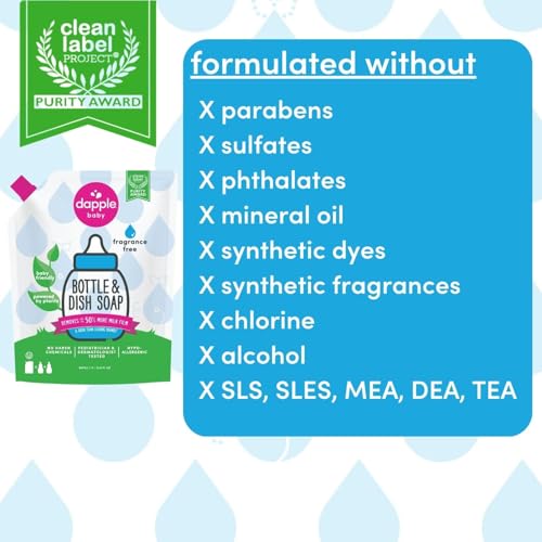 Dapple Baby Bottle Soap, Hypoallergenic Dish Soap for B