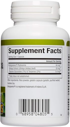 HerbalFactors by Natural Factors, Ginkgo Biloba Phytosome, Supports Circulation and Brain Health, 60 capsules (60 servings)