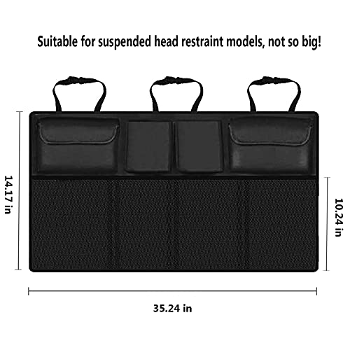 Car Trunk Organizer, Backseat Hanging Organizer with 9 Large Storage Bag Super Capacity, Waterproof Trunk Storage Bag for SUV Car, Black, 42 x 21 inch