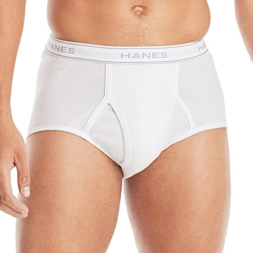 Men&#39;s Tagless ComfortFlex Waistband, Multi-Packs Available Brief, White 5-pack, Large