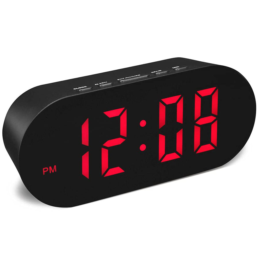 Simple Easy to Use Digital Alarm Clock,Small Compact,Auto Dim at Night and 6 Manual Brightness adjustments,Mains Powered,Crescendo Alarm with Snooze,12/24hr,Black