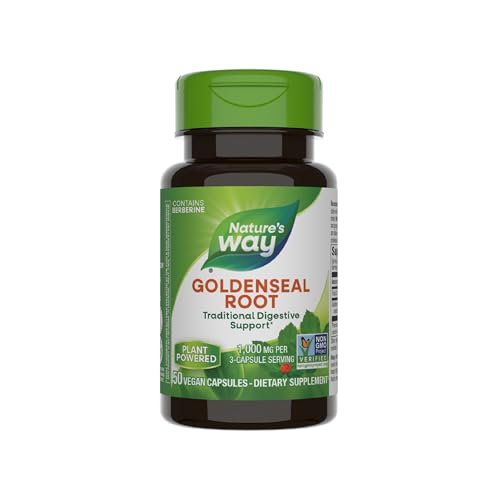 Goldenseal Root, Traditional Digestive Support, Berberine, Non-GMO Project Verified, Vegan, 50 Capsules (Packaging May Vary)
