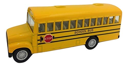 6 inch Long-Nose School Bus Die Cast Metal Model Toy Car w/Pullback Action