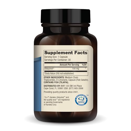 Ubiquinol 100 mg Per Serving, 30 Servings (30 Capsules), Dietary Supplement, Supports Overall Health and Wellness, Non GMO