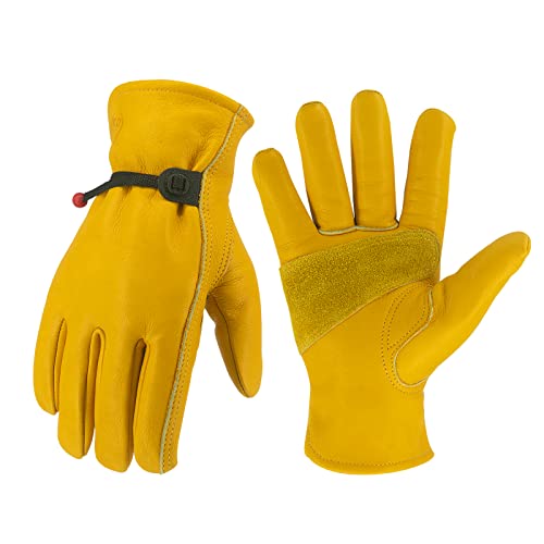 KKOYING Leather Work Gloves, Leather Gloves for Men and