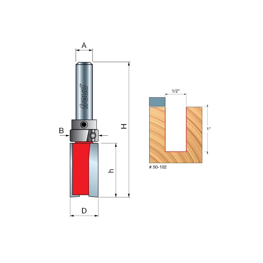 50-102: 1/2 (Dia.) Top Bearing Flush Trim Bit