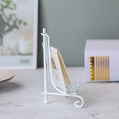 4 Inch White Iron Small Plate Stand Holder, Picture Easel, Display Stand for Cookie, Photo,Placecard or at Weddings, Birthday Party(4 Pack)