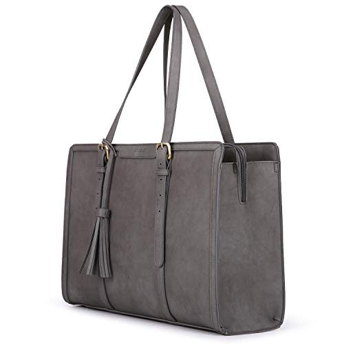Laptop Bag For Women 15.6 Inch Work Tote Bags PU Leather Computer Purse For Business Office With 3 Layer Compartments