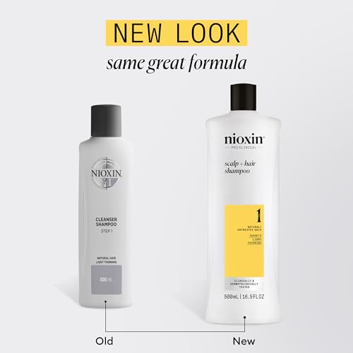 Scalp + Hair Thickening System 1 Shampoo, For Natural Hair with Light Thinning, 16.9 fl oz (Packaging May Vary)