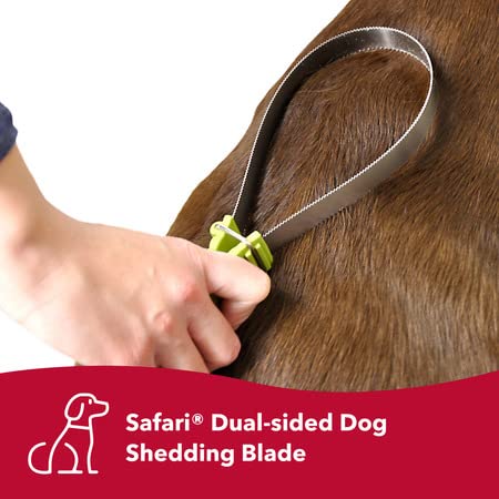 Pet Safari Dual-Sided Dog Shedding Blade - Stainless Steel Grooming Blade for Thick Coats - For Dogs with Short and Long Hair - Medium-Large - 10 x 3.25