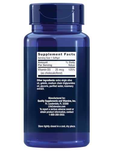 Vitamin D3 25 mcg (1000 IU), Immune System Support, Bone Health, Whole-Body Health, Value Size, Gluten-Free, Non-GMO, 250 softgels