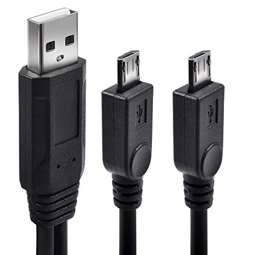 Micro USB Cable, Dual Micro USB Charging Cable USB to Micro USB Splitter Adapter Android Charger Cord Data Transfer fit for Samsung Galaxy S7 Edge S6 S5 Note PS4 Fire Tablet MP3, 2 Pack