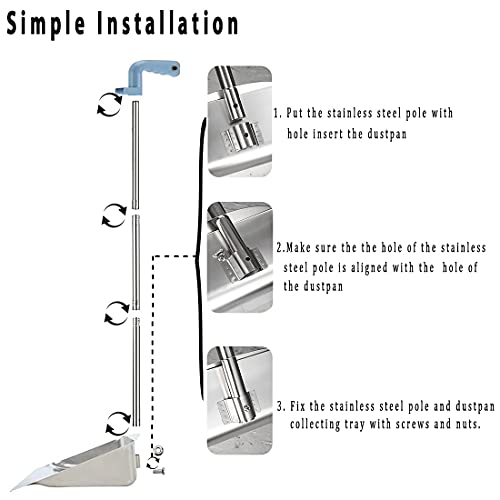 YONILL Dust Pans with Long Handle - Metal Upright Dustp