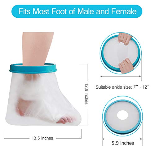 100% Waterproof Foot Cast Cover Wound Protector for Shower Bath, Watertight Cast Bag Covers for Broken Surgery Foot, Wound and Burns - Reusable [2024 New Upgrade]