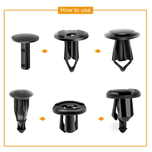 Universal Plastic Fender Clips,200 Pcs Push Bumper Fastener Rivet Clips with 6 Size Auto Body Retainer Clips Bumpers,Car Fender Replacement for GM, Ford & Ch