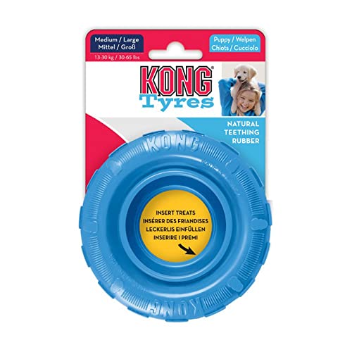 Puppy Tires - Dog Chew Toy for Puppies - Stuffable Dog Toy for Treats & Snacks - Natural Rubber Chew Toy for Teething Puppy - for Medium/Large Puppies - Randomly Provided Color