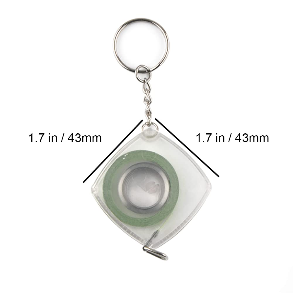 80&#39;&#39; 2M Mini Steel Tape Measure Plastic Shell with Keychain Functional Mini Retractable Measuring Tape Keychain (Transparent, Inch/cm)