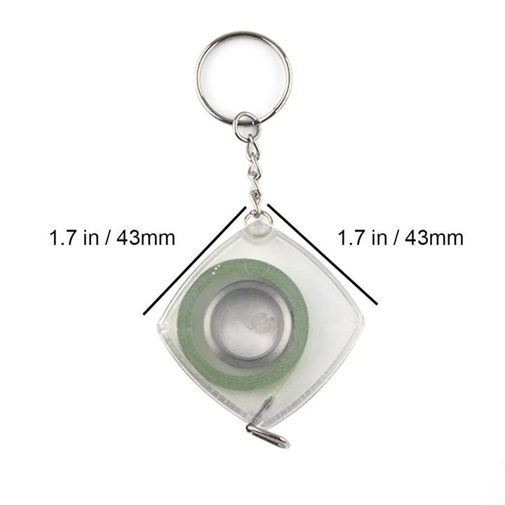 80&#39;&#39; 2M Mini Steel Tape Measure Plastic Shell with Keychain Functional Mini Retractable Measuring Tape Keychain (Transparent, Inch/cm)