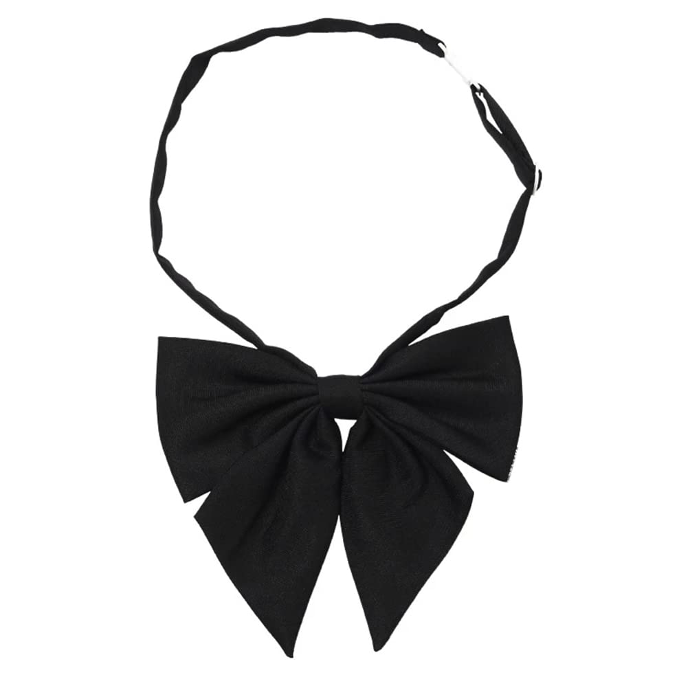 Adjustable Pre-tied Bow Tie Solid Color Bowties for Women ties,Black