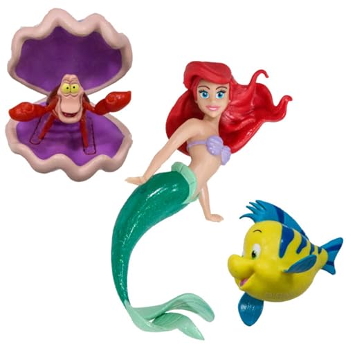 Little Mermaid Disney Dive Characters Kids Pool Toy- Princess Ariel, Flounder, and Sebastian, Bath Toys and Pool Party Supplies