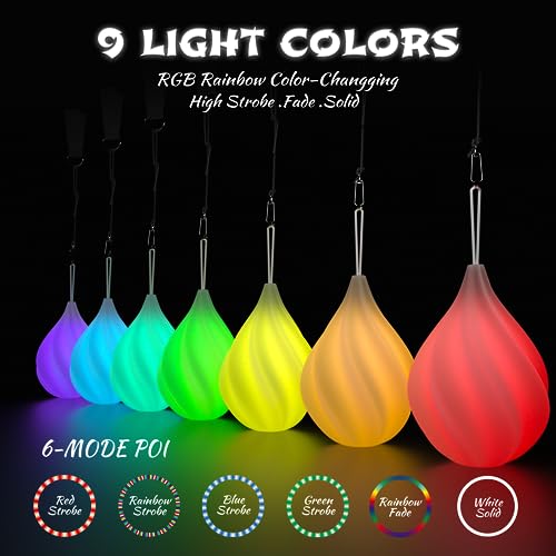 LED Poi Balls Set for Children and Adults - Luminous Premium Toy for Beginners &amp; Professionals | LED Pois Kids Juggling | Juggling Set &amp; Light Painting Accessories | Fire Poi Balls &amp; Luminous Balls