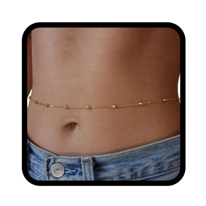 Boho Waist Chain Simple Belly Chains Summer Beach Body Accessories Jewelry for Women and Girls (Silver)