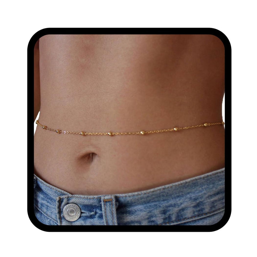 Boho Waist Chain Simple Belly Chains Summer Beach Body Accessories Jewelry for Women and Girls (Silver)