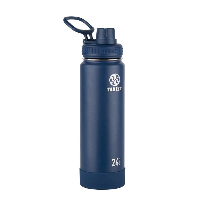 Actives 24 oz Vacuum Insulated Stainless Steel Water Bottle with Spout Lid, Premium Quality, Midnight Blue