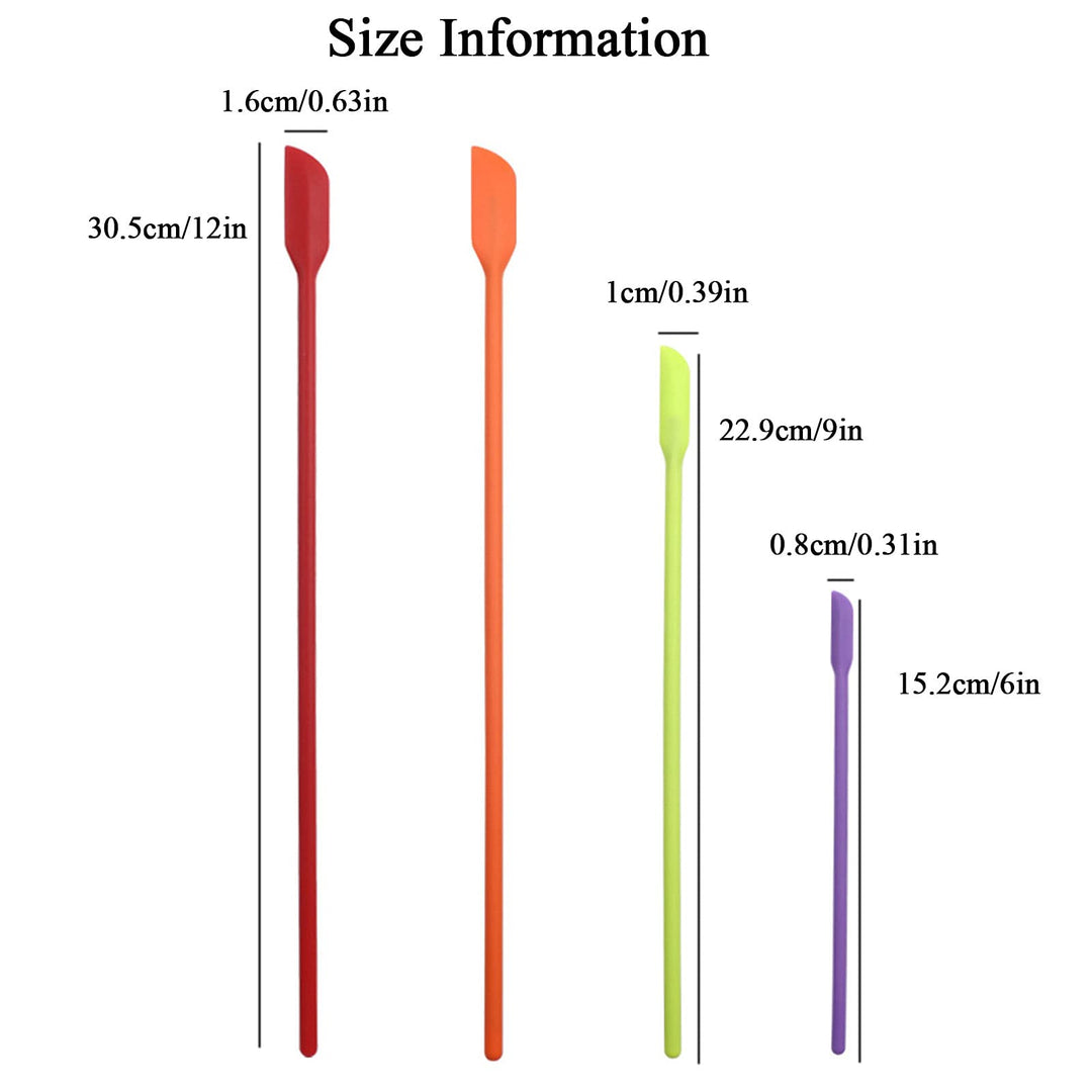 Beauty Spatula, 4 PCS Makeup Spatula Mini Spatula for Cosmetics and Kitchen Jar, Small Silicone Spatula for Beauty and Kitchen Tiny Spatula 3 Sizes (4)